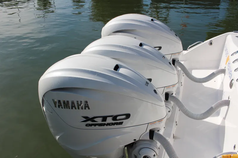  Yacht Photos Pics 2024 Everglades 395 Center Console with triple Yamaha XTO Offshore engines.