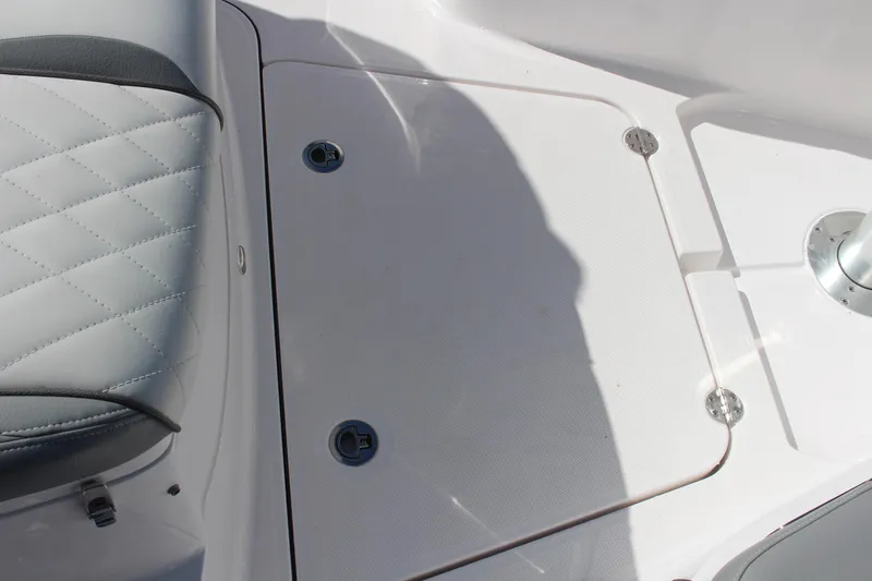 Yacht Photos Pics 2024 Everglades 395 Center Console boat deck with quilted seating detail.