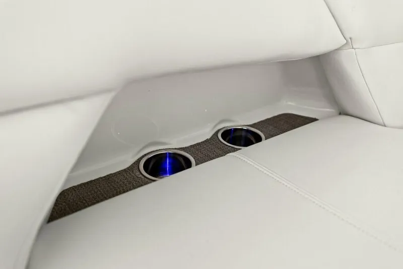  Yacht Photos Pics Cup holders on white seating, Grady-White Freedom 375, 2016 model.