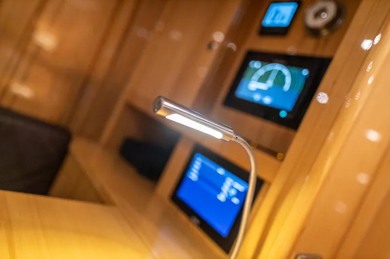  Yacht Photos Pics Control panel and lighting inside a 2013 Hanse 630e yacht cabin.