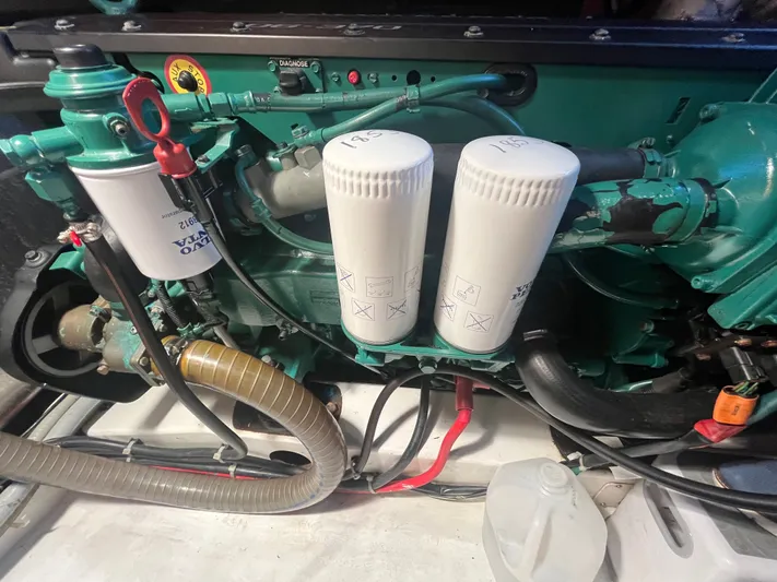 Isabelle Yacht Photos Pics Engine room of a 2016 Beneteau Swift Trawler 30.