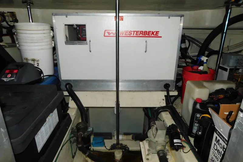  Yacht Photos Pics Engine room of 1998 Sea Ray 540 Sundancer with Westerbeke generator.