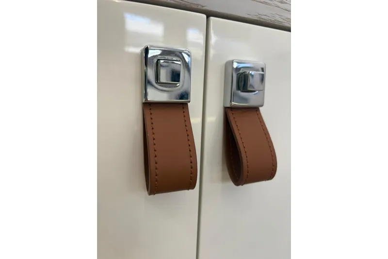  Yacht Photos Pics Leather cabinet handles on Level Yachts 43 STS, 2026 model.