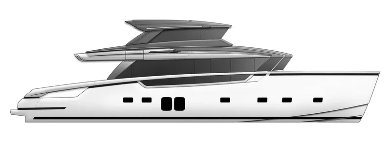 Violetta Yacht Photos Pics Sanlorenzo SX76 2021 yacht side profile, sleek modern design, luxury vessel illustration.