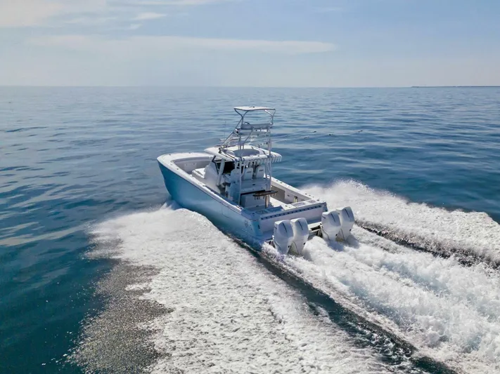  Yacht Photos Pics 2023 Barker Boatworks 40 HPC cruising on open water.