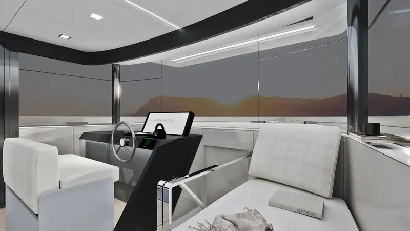  Yacht Photos Pics Modern interior of 2026 Ladenstein L48 MIAMI yacht with sleek design and luxurious seating.