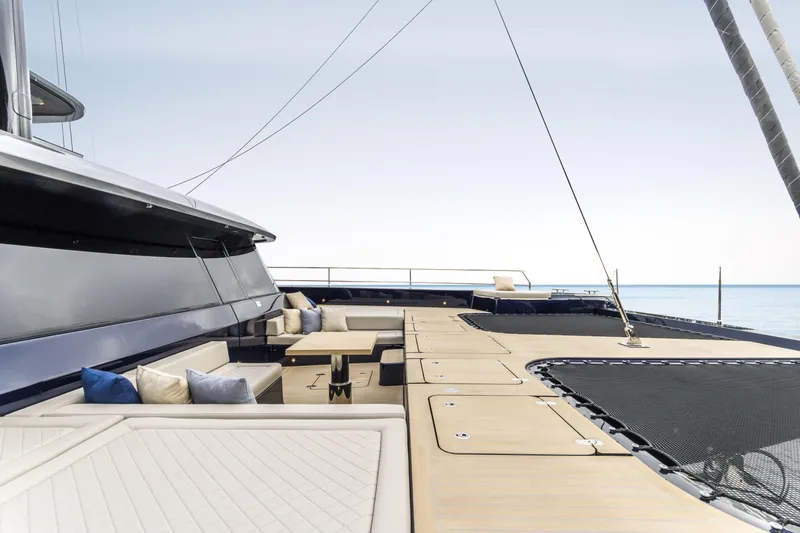 Naoma Yacht Photos Pics Luxurious Sunreef 70 NAOMA yacht deck with seating area, 2022 model.