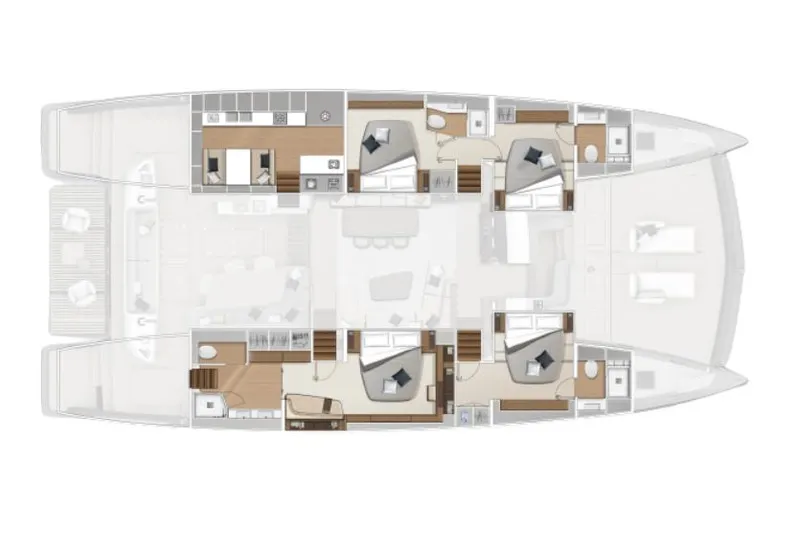  Yacht Photos Pics Manufacturer Provided Image: Floor plan of 2026 Lagoon SIXTY 7 yacht, featuring spacious cabins and modern amenities.