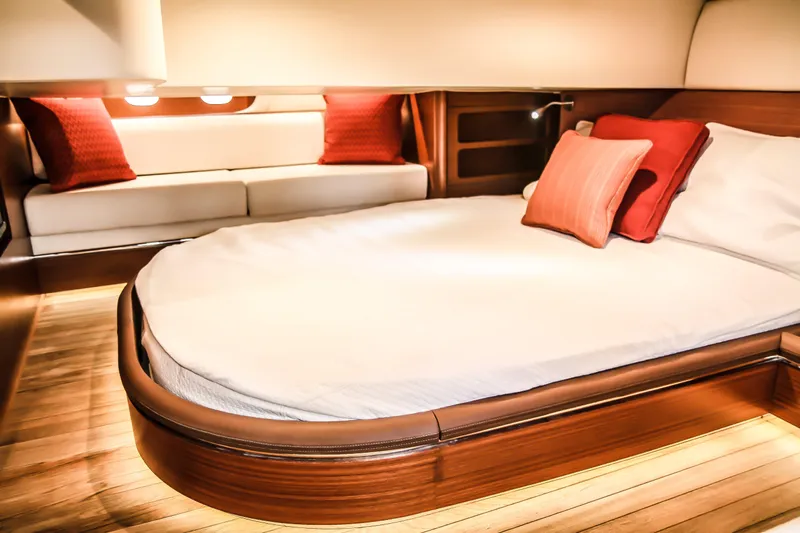 Gazelle Yacht Photos Pics Luxurious cabin interior of 2014 Zeelander Z44 yacht with elegant wood finish.