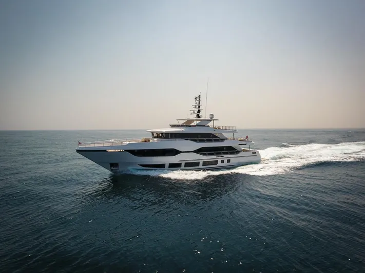  Yacht Photos Pics Luxury yacht Majesty 120 cruising on open sea, 2025 model.