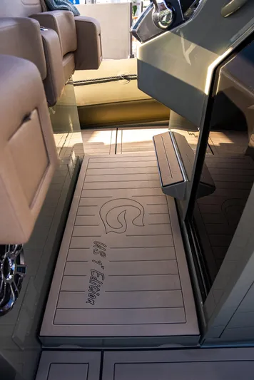  Yacht Photos Pics 2024 G-Tender DIECI boat interior with custom flooring and seating.
