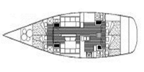 Atanahoue Yacht Photos Pics Floor plan of a 2000 Custom Paladin 60 yacht, showcasing interior layout and design.