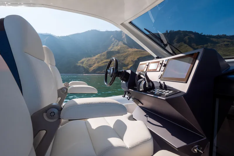  Yacht Photos Pics Luxury interior of 2025 Anvera 42 yacht with scenic mountain view.