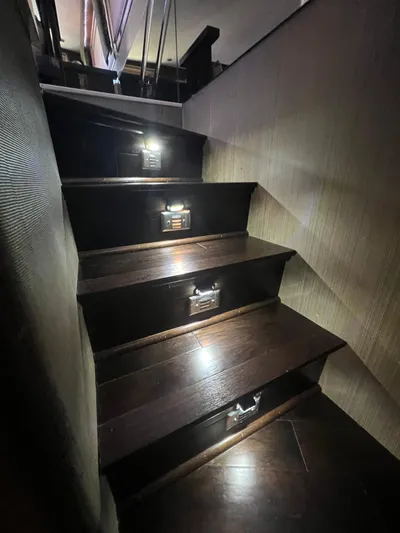 Pax III Yacht Photos Pics Stairs to Below Deck