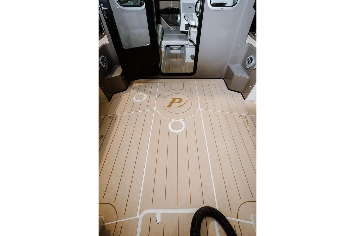 Manufacturer Provided Image: Interior view of 2026 Parker 217 Explorer boat with custom flooring design.
