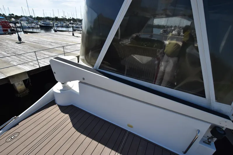 Seawood Yacht Photos Pics 2007 Carver 52 Voyager yacht deck with marina view.