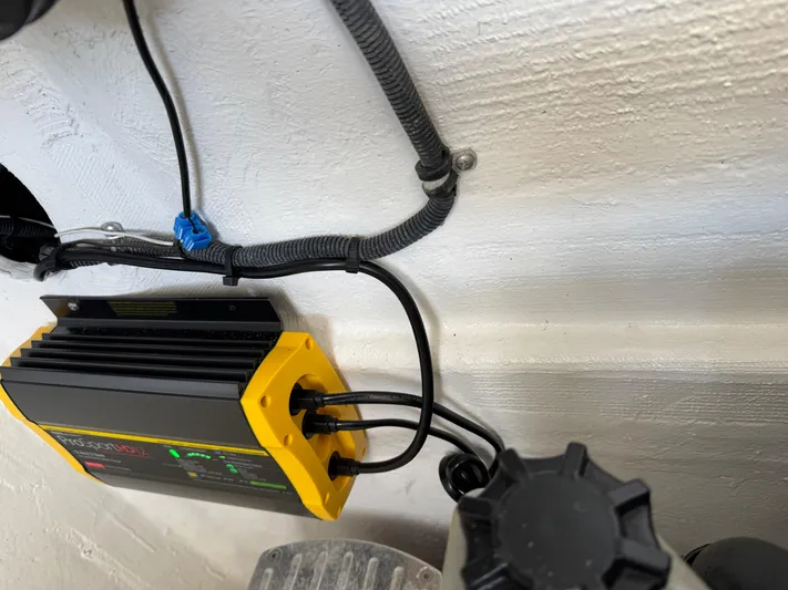  Yacht Photos Pics Yellow and black electrical device with cables in a 2008 Fountain 38 Lightning boat.