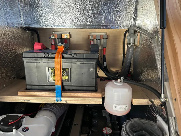  Yacht Photos Pics Battery compartment of 2022 Hanse 510 yacht with secure wiring and insulation.