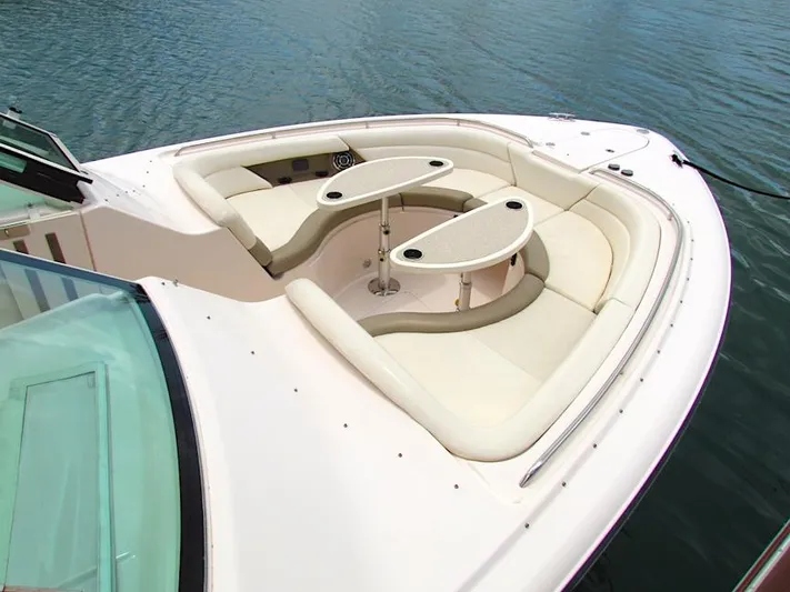  Yacht Photos Pics 2014 Grady-White Freedom 375 boat with spacious seating and dual tables on deck.