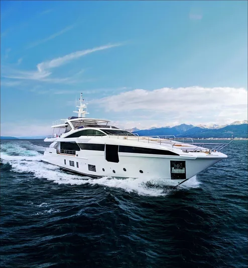 Miss M Yacht Photos Pics Luxury Azimut Grande 35 Metri yacht cruising on open sea, 2020 model.