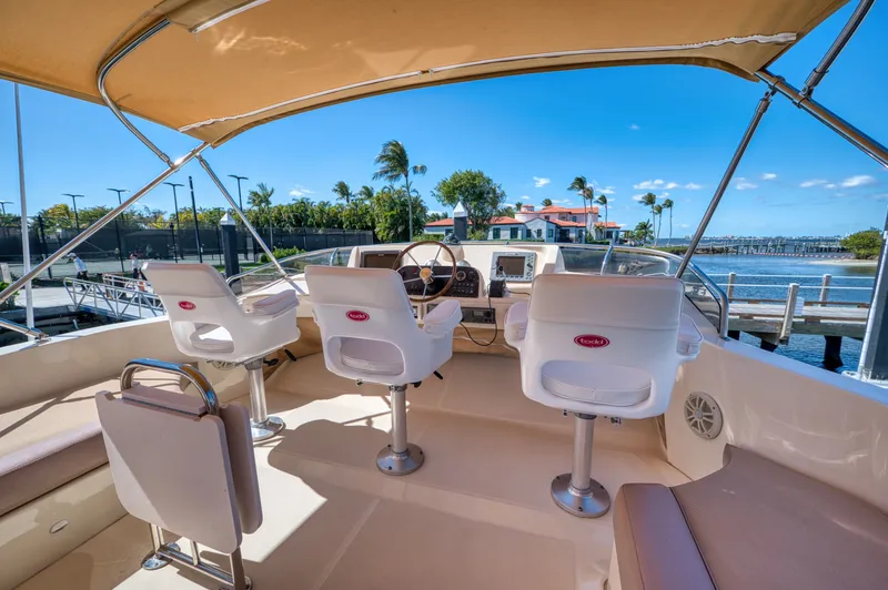 Oasis Yacht Photos Pics Interior view of a 2006 Mainship 34 Trawler with helm station.