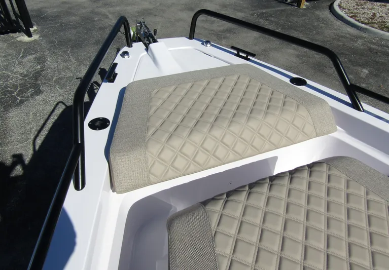  Yacht Photos Pics 2025 Axopar 37XC CROSS CABIN boat with diamond-stitched seating detail.