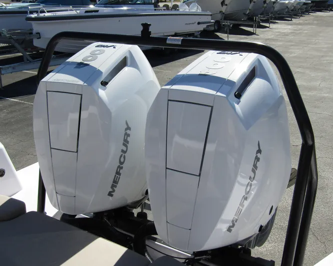  Yacht Photos Pics Twin Mercury outboard engines on 2025 Axopar 37XC CROSS CABIN boat.