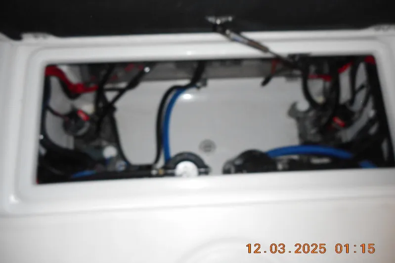  Yacht Photos Pics Blurred view of 2023 Sea Fox 288 Commander engine compartment with wiring.