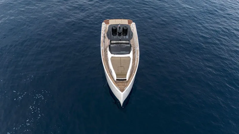  Yacht Photos Pics 2024 Pardo Yachts P50 cruising on open sea, aerial view.