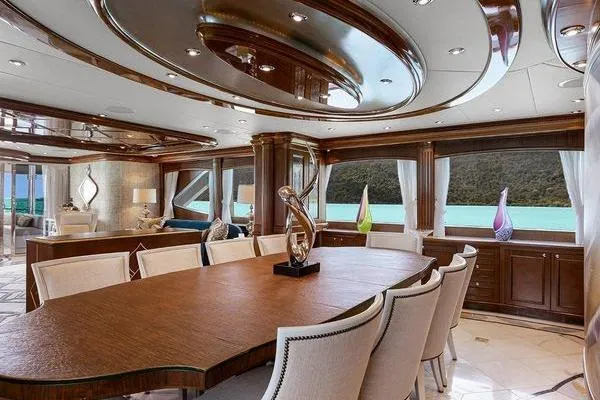 Batavia Yacht Photos Pics Luxurious interior of 2003 Richmond Yachts 135 Motor Yacht with elegant dining area.