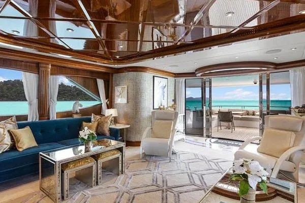 Batavia Yacht Photos Pics Luxurious interior of 2003 Richmond Yachts 135 Motor Yacht with ocean view and elegant decor.