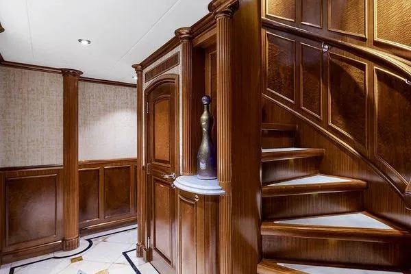Batavia Yacht Photos Pics Luxurious wooden staircase interior on 2003 Richmond Yachts 135 Motor Yacht.