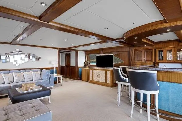 Batavia Yacht Photos Pics Luxurious interior of 2003 Richmond Yachts 135 Motor Yacht with elegant seating and bar area.