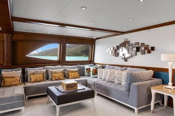 Batavia Yacht Photos Pics Luxurious interior of 2003 Richmond Yachts 135 Motor Yacht with elegant seating and decor.