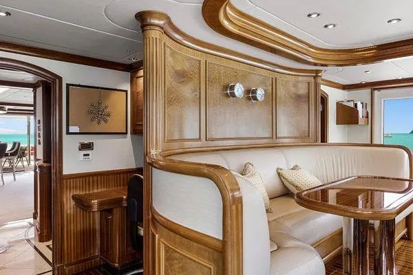 Batavia Yacht Photos Pics Luxurious interior of 2003 Richmond Yachts 135 Motor Yacht with elegant wood finishes.