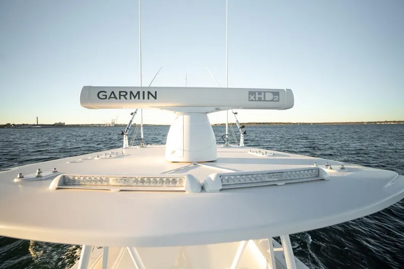 End Game Yacht Photos Pics 2020 Invincible 36 CC boat with Garmin xHD2 radar on open water.