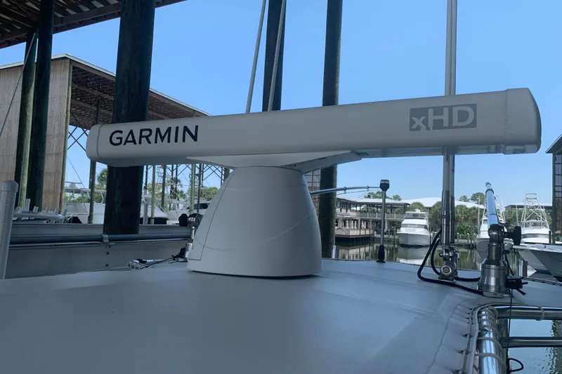  Yacht Photos Pics Garmin xHD radar on 2008 Invincible 36 CC boat docked at marina.