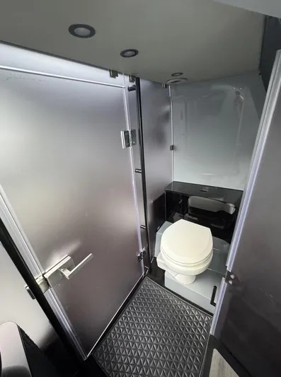 Kraken Yacht Photos Pics 2023 BRABUS Shadow 900 ST bathroom interior with modern design and sleek fixtures.