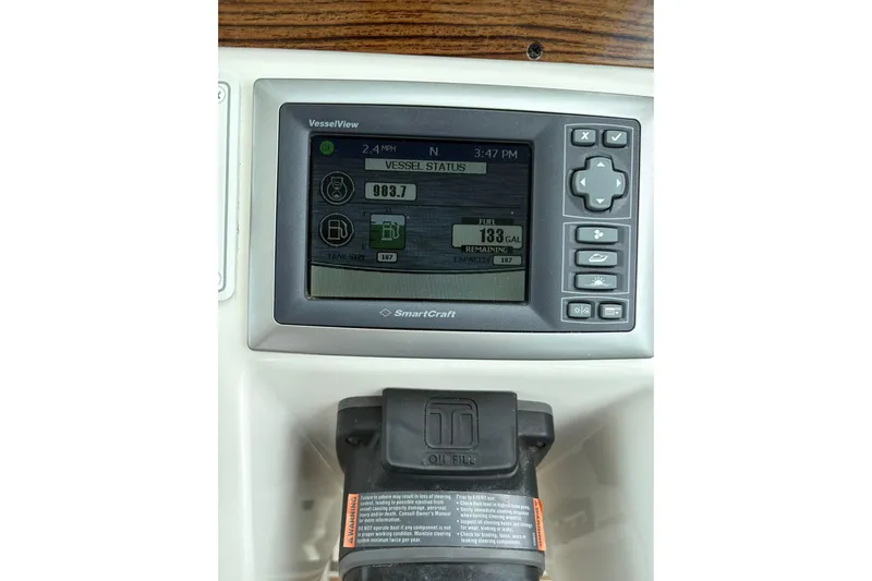  Yacht Photos Pics SmartCraft VesselView display on 2013 Back Cove 34 boat dashboard.