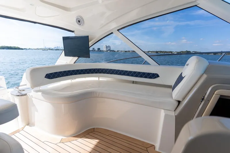  Yacht Photos Pics Luxurious interior of 2005 Sea Ray 48 Sundancer yacht with scenic ocean view.