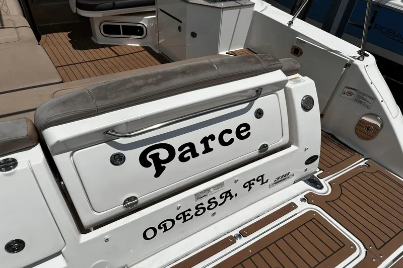 Parce Yacht Photos Pics 2016 Sea Ray 310 Sundancer boat with "Parce" and "Odessa, FL" on the stern.