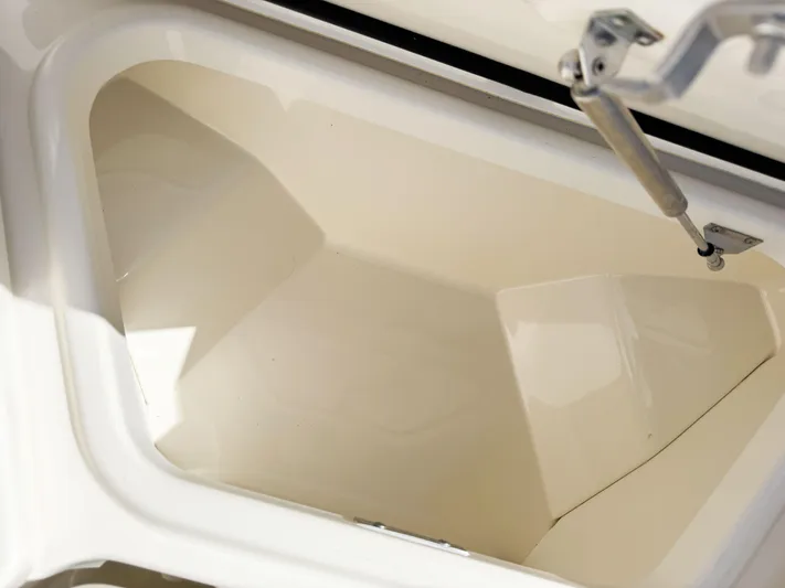 Crews Ship Yacht Photos Pics Open storage compartment on 2015 Boston Whaler 350 Outrage boat.