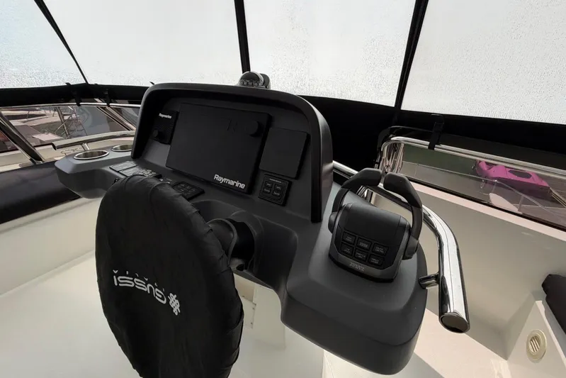 Superlux Yacht Photos Pics Control panel of 2023 Aquila 42 Yacht with Raymarine navigation system.