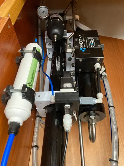 Morgan's Moon Yacht Photos Pics Water filtration system in a 2008 Hallberg-Rassy 43 yacht.