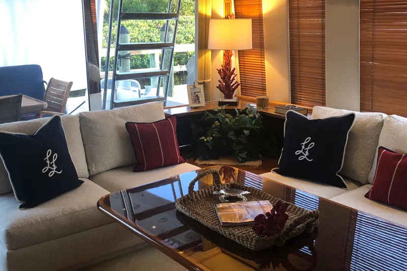  Yacht Photos Pics Luxurious interior of 2000 Pacific Mariner 65 Motoryacht with elegant seating and decor.