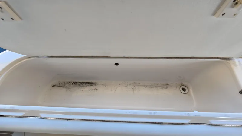 Livin' The Dream Yacht Photos Pics Open storage compartment on 2001 Sea Ray 450 Express Bridge boat.