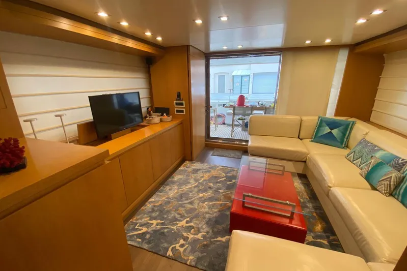  Yacht Photos Pics Luxurious 2011 Sanlorenzo SL62 yacht interior with modern decor and comfortable seating.