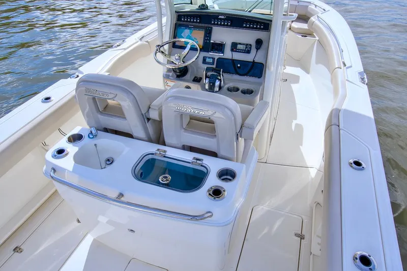 Best Opportunity Yacht Photos Pics 2017 Boston Whaler 280 Outrage boat interior with helm and seating.