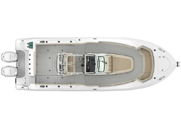 Best Opportunity Yacht Photos Pics Top view of 2017 Boston Whaler 280 Outrage boat with twin engines.