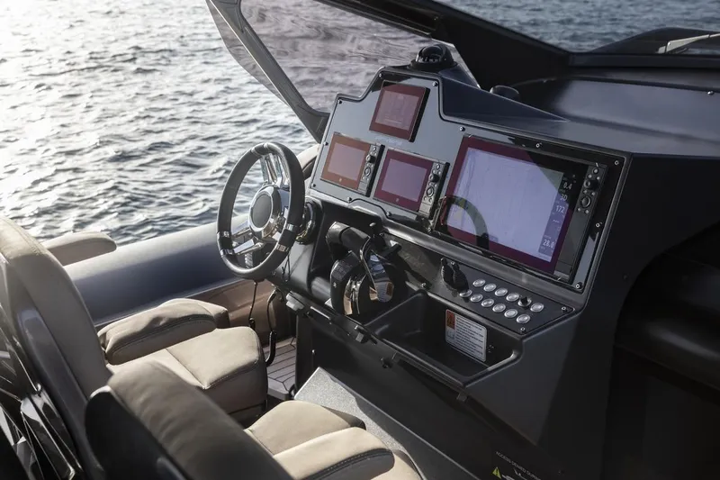 Anvera 48 Yacht Photos Pics Cockpit of 2025 Anvera 48 yacht with advanced navigation systems and luxurious seating.